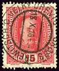 15 heller François-Joseph, oblitéré bilingue en Bohême en 1916