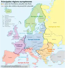 Carte de l'Europe des aires culturelles