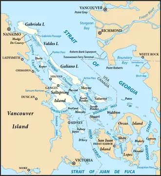 Les îles Gulf (en haut, à gauche, l'île De Courcy)