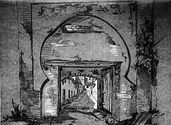 Le guichet de la Tour de l'Eau, dessiné par Gumersindo Díaz au XIXe&nbsp;siècle.