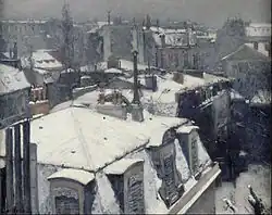 Caillebotte :  Vue de toits (Effets de Neige) (1875)
