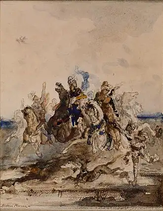 peinture avec des cavaliers