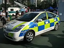Un véhicule de la Police de la Sécurité Routière de Hong Kong