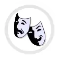 Masques symbolisant la tristesse (tragédie) et la joie (comédie).