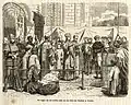 Représentation de la pose de la première pierre de la tour du Dom (22 mars 1321) par l'évêque Frédéric de Sierck et le chanoine Gijsbrecht van Everdingen.