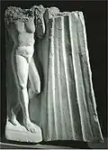 Atlante, Hadda, monastère de Bagh-Gai (B56), IIIe - IVe siècle Stuc, H. 24cm. Musée Guimet.