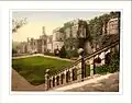 Photo d'Haddon Hall côté jardin XIXe siècle