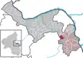 Localisation de Hahnheim dans la Verbandsgemeide et dans l'arrondissement