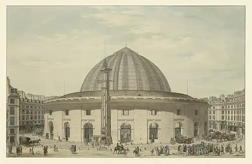 La halle aux blés après les travaux de Bélanger et Brunet (1re&nbsp;moitié du XIXe&nbsp;siècle).