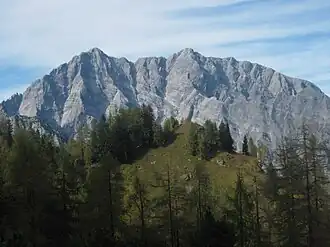 Vue du Halsköpfl devant le massif du Watzmann.