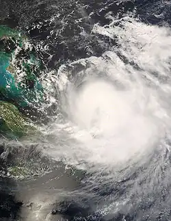 Image satellite d'Hanna passant sur les Bahamas le 1er septembre