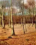 Forêt de hêtres hivernale (huile sur contreplaqué, 1920)