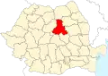 Map of Romania highlighting Harghita County