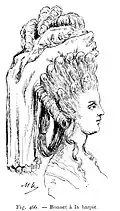 Élégante coiffée «&nbsp;à la harpie&nbsp;».