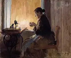 Harriet Backer 1890, A la lumière du feu - Oslo Museum of Art and Design