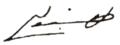 Signature de Hassan II(ar) ٱلْحَسَن ٱلثَّانِي(ber) ⵃⴰⵙⴰⵏ ⵡⵉⵙ ⵙⵉⵏ