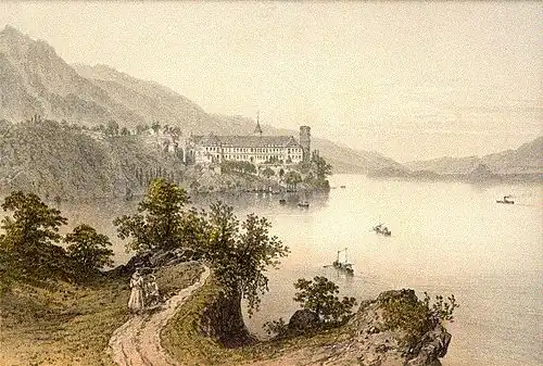 Peinture de l'abbaye d'Hautecombe au XIXe&nbsp;siècle