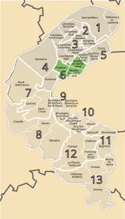 Les cantons de la sixième circonscription en 2012.