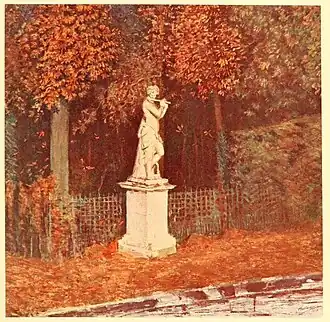 Le joueur de flûte, gravure à la pointe sèche en couleurs.