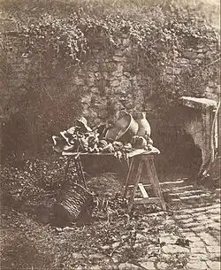 Nature morte : chaudron, cruche et légumes sur une table à tréteaux, vers 1853, Los Angeles, Getty Center.