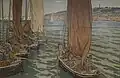 Henri Rivière : Départ de bateaux à Tréboul (1898, lithographie sur papier vélin).