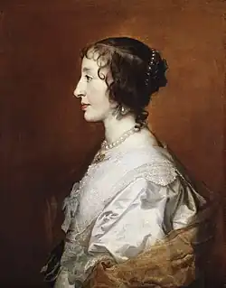 Portrait d'Henriette-Marie, reine d'Angleterre, de profil, 1638Royal Collection.