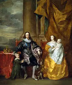 Charles Ier et son épouse Henriette-Marie avec leurs enfants Charles et Élisabeth, 1633.Royal Collection.