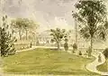 Aquarelle d'Henry Williams représentant la mission de Paihia
