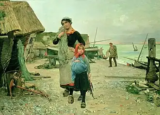 Fisherfolk Returning with their Nets Étretat (1882)