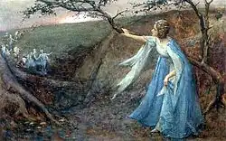 Titania accueillant ses frères fées, aquarelle