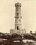 La tour d'obervation sur le Děčínský Sněžník, point culminant de la Suisse tchèque, vers 1865.