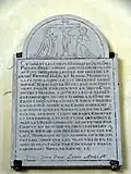 Plaque de fondation de Pierre Bizet et Jeanne Mongnart.