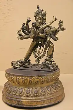 Hérouka (sous forme Yab-Yum) est l'une des neuf divinités émanant du Bouddha Dhyani Akshobhya, Népal, 1544 AD.