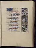 Août : Batteurs au fléau (enluminure marginale, fol.8r).