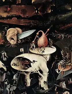Jérôme Bosch, Le Jardin des délices (détail du panneau droit du triptyque)