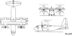 Description de l'image Hiller X-18 3-view line drawing.png.