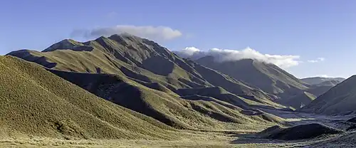 Lewis Pass&nbsp;(en), dans les Alpes du Sud, sur l'île du Sud. Avril 2019.