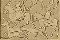 Partie de chasse avec des Lévriers celtes - Lithographie de la Pierre de Hilton of Cadboll (Écosse)