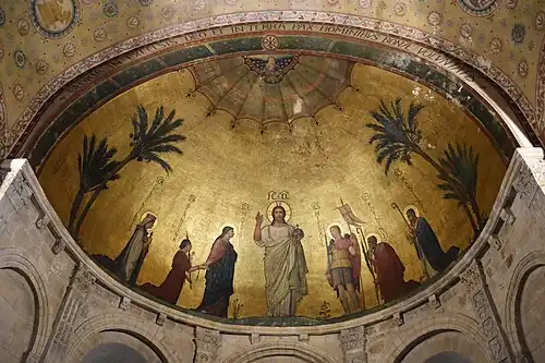 Le Christ avec la Vierge, sainte Blandine, sainte Clotilde, saint Michel archange, saint Pothin et saint Martin, 1855, Lyon, basilique Saint-Martin d'Ainay.