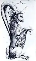 Dessin pour une aiguière zoomorphe, Augustin Hirschvogel, deuxième quart du XVIe&nbsp;siècle, British Museum.