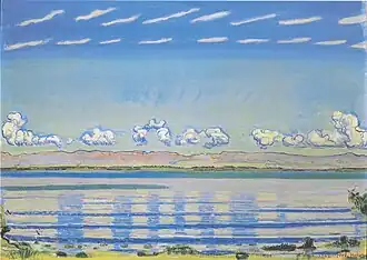 Ferdinand Hodler. Paysage rythmique au bord du lac Léman. 1908. 67 × 91 cm. Col. part.