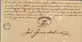 Décret du 20 août 1823 par lequel l'empereur Pierre Ier du Brésil honore Maria Quitéria des insignes de chevalier de l'Ordre impérial de la Croix du Sud.