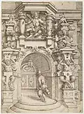 Homme sous une architecture de fantaisie, 16e siècle (dernier quart)