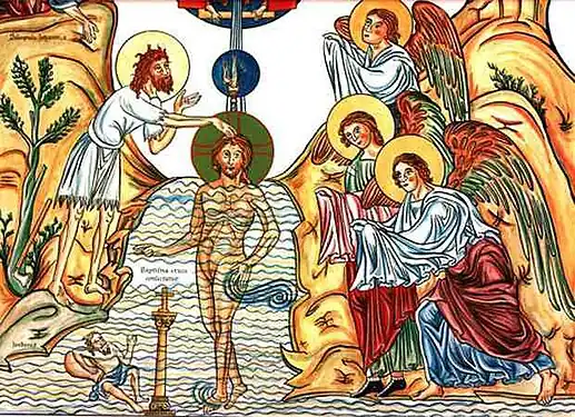 Le baptême de Jésus.