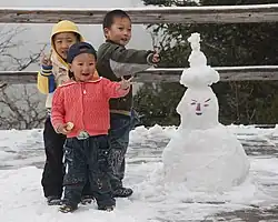 De jeunes Chinois faisant le signe en V
