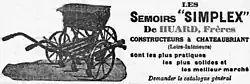 Dessin noir et blanc d'un semoir avec le nom de l'entreprise et des slogans