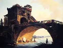 Le Vieux Pont : peinture à l'huile de Hubert Robert (vers 1775)