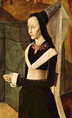 Hugo van der Goes, Buste de Maria Portinari, Triptyque Portinari (vers 1475), détail.