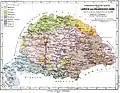 Carte ethnographique du royaume de Hongrie en 1880.
