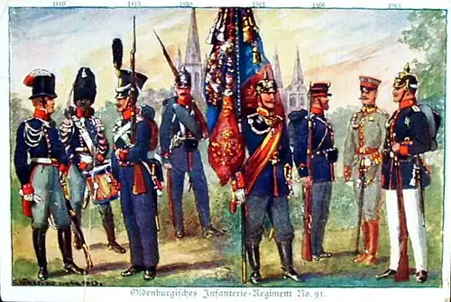 Uniformes du 91e régiment d'infanterie (de) d'Oldenbourg de 1814 à 1914